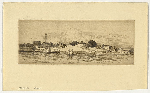 Artist: b'LINDSAY, Lionel' | Title: b'Dawes Point' | Date: 1918 | Technique: b'etching, printed in brown ink with plate-tone, from one plate' | Copyright: b'Courtesy of the National Library of Australia'