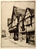 Artist: b'LONG, Sydney' | Title: b'Old houses, Worcester' | Date: c.1919 | Technique: b'drypoint, printed in warm black ink, from one copper plate' | Copyright: b'Reproduced with the kind permission of the Ophthalmic Research Institute of Australia'