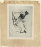 Artist: b'Ashton, Julian.' | Title: b'The curtsy.' | Date: 1893 | Technique: b'etching, printed in blue ink with plate-tone, from one copper plate'