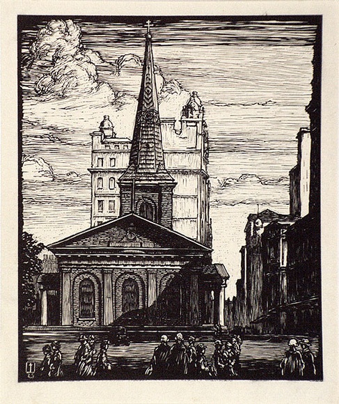 Artist: b'Warner, Alfred Edward.' | Title: b'St. James Church, Sydney' | Date: 1930s | Technique: b'woodcut, printed in black ink, from one block'