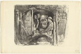 Artist: b'Dyson, Will.' | Title: bBattery Commander's dug-out, Hill 60. | Date: 1918 | Technique: b'lithograph, printed in black ink, from one stone Arnold unbleached'