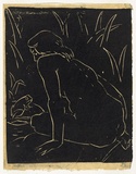 Artist: b'Bell, George..' | Title: b'(Woman and frog).' | Technique: b'linocut, printed in black ink, from one block'