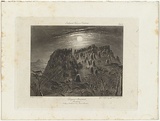 Title: b'Diogenes Monument. Anneyelong looking south towards Mount Macedon.' | Date: 1855-56 | Technique: b'etching, engraving and aquatint, printed in black ink, from one copper plate'