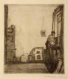 Artist: b'Friedensen, Thomas.' | Title: b'Artist in his studio.' | Date: 1912 | Technique: b'etching, printed brown ink with plate-tone, from one plate'