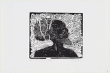 Artist: b'Gilbert, Kevin.' | Title: b'Mabung.' | Date: 1965 | Technique: b'linocut, printed in black ink, from one block'