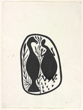 Artist: b'MILAYBUMA, David' | Title: b'Not titled [bird and turtle with tracks].' | Date: 1970s | Technique: b'screenprint, printed in black ink, from one stencil'