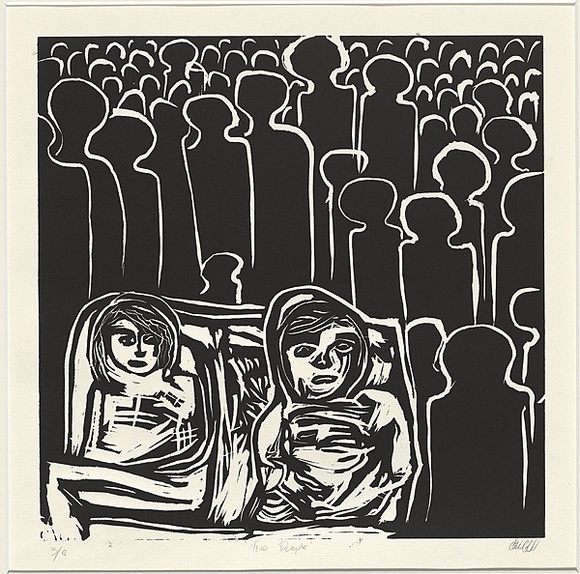 Title: Two people | Date: c.2008 | Technique: linocut, printed in black ink, from one block