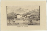 Artist: b'Atkinson, Charles.' | Title: b'Commissariat store leading from Macquarie street to the new jetty.' | Date: 1833 | Technique: b'lithograph, printed in black ink, from one stone'