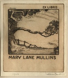 Artist: b'FEINT, Adrian' | Title: b'Bookplate: Mary Lane Mullins.' | Date: 1922 | Technique: b'etching, printed in brown ink with plate-tone, from one plate' | Copyright: b'Courtesy the Estate of Adrian Feint'