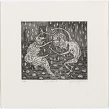 Artist: b'Gittoes, George.' | Title: b'The street.' | Date: 1971 | Technique: b'etching, printed in black ink, from one plate'