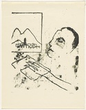Artist: b'Nolan, Sidney.' | Title: bIllustration to 'News from Mount Amiata' by Mentale | Date: 1965 | Technique: b'screenprint, printed in two colours, from two stencils'