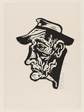 Title: not titled [man in a hat] | Date: 1968 | Technique: woodcut, printed in black ink, from one masonite block