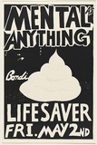 Artist: b'WORSTEAD, Paul' | Title: b'Mental as anything - Bondi Life Saver' | Date: 1980 | Technique: b'screenprint, printed in black ink, from one stencil' | Copyright: b'This work appears on screen courtesy of the artist'