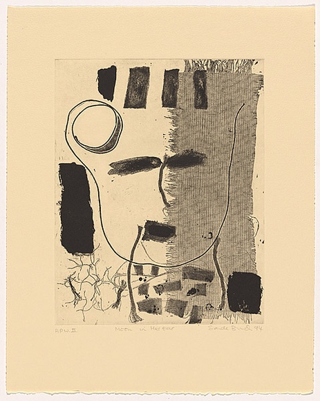 Artist: b'Bruch, Sandy.' | Title: b'Moon in her ear' | Date: 1994 | Technique: b'etching and aquatint, printed in black, from one plate'