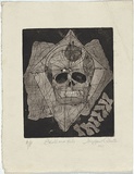 Artist: Cilento, Margaret. | Title: Skull and kite. | Date: 1949 | Technique: engraving, etching and aquatint, printed in black ink with plate-tone, from one plate