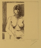 Artist: Gurvich, Rafael. | Title: not titled [nude with one arm leaning on a ledge] | Date: 1982 | Technique: lithograph, printed in black ink, from one stone | Copyright: © William Kelly