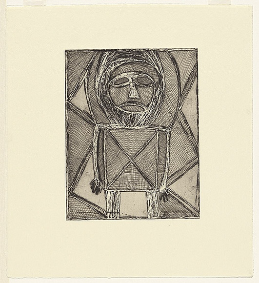 Artist: b'Maymuru, Narritjin.' | Title: b'Man' | Date: 1978 | Technique: b'etching (lithographic crayon resist), printed in black ink, from one zinc plate' | Copyright: b'\xc2\xa9 J\xc3\xb6rg Schmeisser'