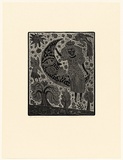 Artist: b'HANRAHAN, Barbara' | Title: b'Girl and the moon' | Date: 1990 | Technique: b'relief-etching, printed in black ink, from one plate'