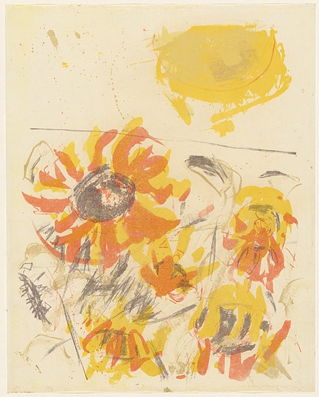 Artist: b'MACQUEEN, Mary' | Title: b'Sunflowers' | Date: 1967 | Technique: b'lithograph, printed in colour, from multiple plates' | Copyright: b'Courtesy Paulette Calhoun, for the estate of Mary Macqueen'