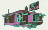 Title: b'Roadhouse adhesive drive-in' | Date: 2010 | Technique: b'screenprint, printed in colour, from three stencils'