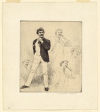 Artist: Menpes, Mortimer. | Title: The five faces of Whistler | Date: c.1895 | Technique: etching, printed in black ink, from one plate