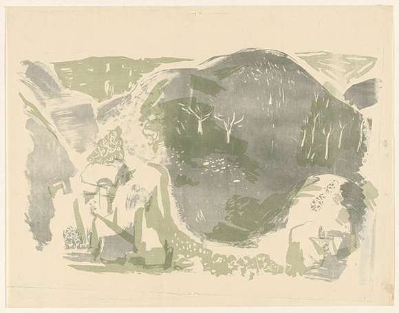 Artist: b'MACQUEEN, Mary' | Title: b'Crater country' | Date: 1959 | Technique: b'lithograph, printed in colour, from multiple plates' | Copyright: b'Courtesy Paulette Calhoun, for the estate of Mary Macqueen'