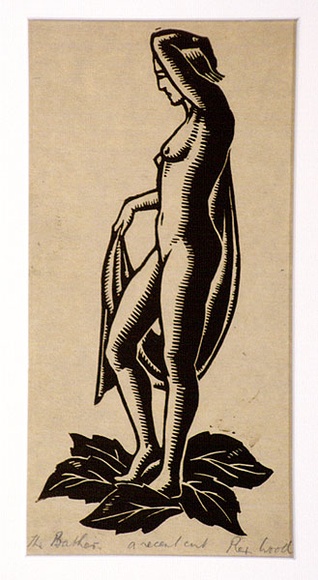 Artist: b'Wood, Rex.' | Title: b'The bather' | Date: c.1934 | Technique: b'linocut, printed in brown ink, from one block'