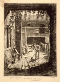 Artist: b'LINDSAY, Lionel' | Title: b'An old courtyard, New veterinary institute, La Trobe Street, Melbourne.' | Date: 1914 | Technique: b'etching and aquatint, printed in warm black ink with plate-tone, from one plate' | Copyright: b'Courtesy of the National Library of Australia'
