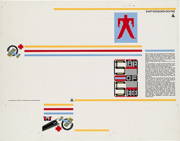 Artist: b'REDBACK GRAPHIX' | Title: b'Folder cover: State of siege' | Date: 1989 | Technique: b'offset-lithograph, printed in colour, from multiple plates'