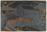 Artist: b'Rees, Ann Gillmore.' | Title: b'not titled [boats and harbour buildings, [Cornwall?]' | Date: c.1942 | Technique: b'engraved woodblock'