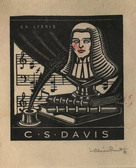 Artist: b'FEINT, Adrian' | Title: b'Bookplate: C S Davis.' | Date: 1931 | Technique: b'wood-engraving, printed in black ink, from one block' | Copyright: b'Courtesy the Estate of Adrian Feint'