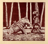 Artist: b'MACKELL, Kim' | Title: bThe pig's back | Date: 1985 | Technique: b'woodcut'