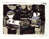 Artist: b'REDDINGTON, Charles' | Title: b'Still life' | Date: 1960 | Technique: b'lithograph, printed in colour, from four plates (black, blue, red and tan inks)'