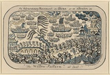 Artist: b'Cruikshank, George.' | Title: b'An Extraordinary Movement in China or an alteration in The willow pattern - at last!.' | Date: 1853 | Technique: b'etching, printed in black ink, from one steel plate; subsequently hand-coloured'