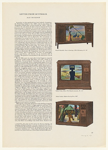 Title: b'Letter from Australia 1' | Date: 1976 | Technique: b'offset-lithograph, printed in black ink, from one plate; hand-coloured'