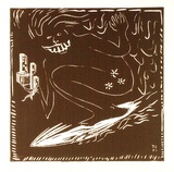 Artist: b'COLEING, Tony' | Title: b'Up your bum.' | Date: 1977 | Technique: b'linocut, printed in brown ink, from one block'