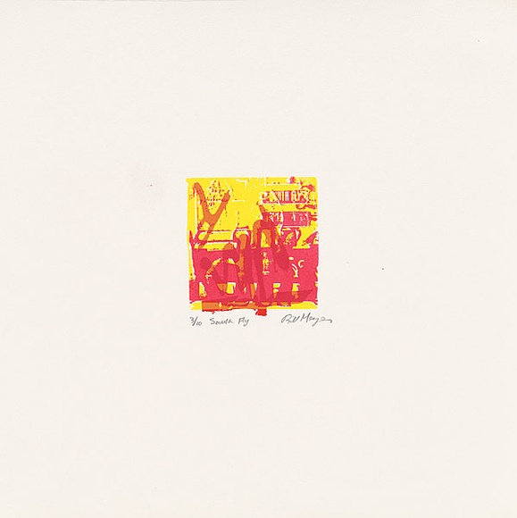 Artist: b'MEYER, Bill' | Title: b'South fly' | Date: 1987 | Technique: b'screenprint, printed in five colours, from three stencils' | Copyright: b'\xc2\xa9 Bill Meyer'