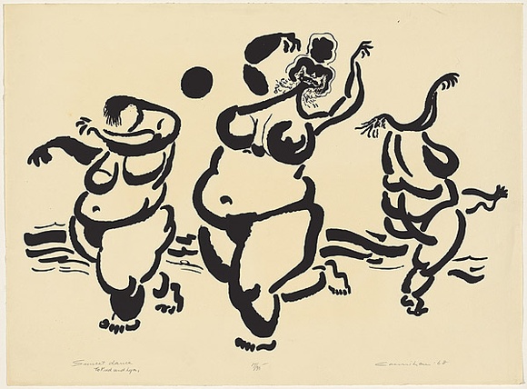 Title: Sunset dance | Date: 1968 | Technique: linocut, printed in black ink, from one block