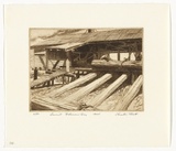 Artist: PLATT, Austin | Title: Sawmill, Baterman's Bay | Date: 1945 | Technique: etching, printed in black ink, from one plate