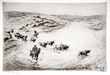 Artist: b'LINDSAY, Lionel' | Title: b'The crossing' | Date: 1923 | Technique: b'etching, drypoint, printed in black ink with plate-tone, from one plate' | Copyright: b'Courtesy of the National Library of Australia'