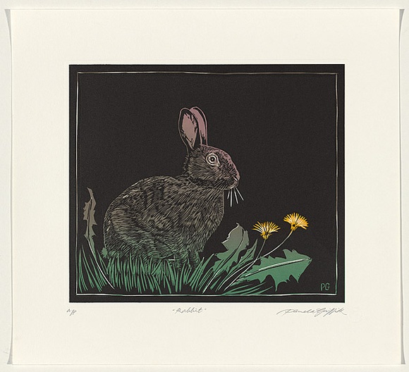 Title: b'Rabbit' | Date: 2008 | Technique: b'linocut, printed in colour, from multiple blocks; embossed'