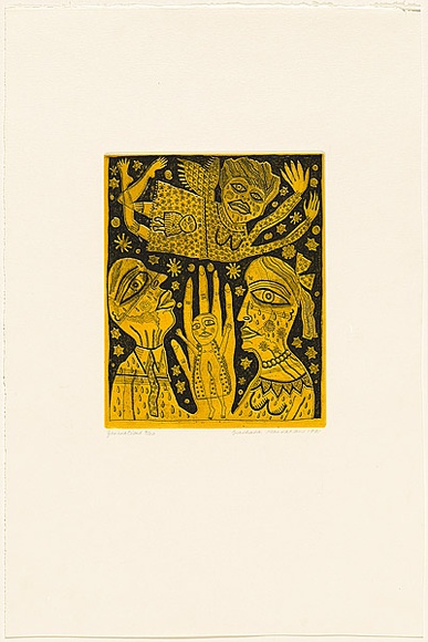 Artist: b'HANRAHAN, Barbara' | Title: b'Generations' | Date: 1991 | Technique: b'etching, printed in colour from two plates'