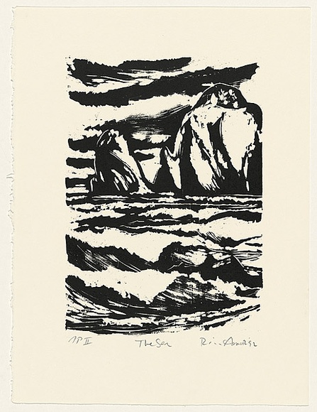 Artist: b'AMOR, Rick' | Title: b'The sea.' | Date: 1992 | Technique: b'woodcut, printed in black ink, from one block'