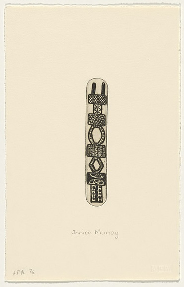 Artist: b'Murray, Janice.' | Title: b'not titled [silver bangle series pole]' | Date: 1997, July | Technique: b'etching, printed in black ink, from one plate' | Copyright: b'\xc2\xa9 Janice Murray and Jilamara Arts + Craft'