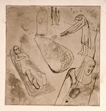 Artist: b'Barwell, Jennifer.' | Title: b'(The Raising of Lazarus).' | Date: (1955) | Technique: b'softground etching printed in brown ink with plate-tone, from one plate'