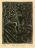 Artist: b'Nguyen, Tuyet Bach.' | Title: b'Dan Tam Huyen [3 strings lute]' | Date: 1990 | Technique: b'linocut, printed in black ink, from one block'