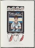Artist: b'White, Robin.' | Title: b'Not titled (Brigid is holding a nautilus).' | Date: 1985 | Technique: b'woodcut, printed in black ink, from one block; hancoloured'