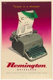 Artist: b'UNKNOWN' | Title: b'Remington  - Noiseless, types in a whisper' | Date: 1950's | Technique: b'lithograph, printed in colour, from multiple plates'