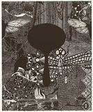 Title: b'On reflection I' | Date: c.2006 | Technique: b'linocut, printed in black ink, from one block'