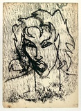 Artist: b'Larter, Richard.' | Title: b'Portrait of woman' | Date: c.1962 | Technique: b'transfer drawing'